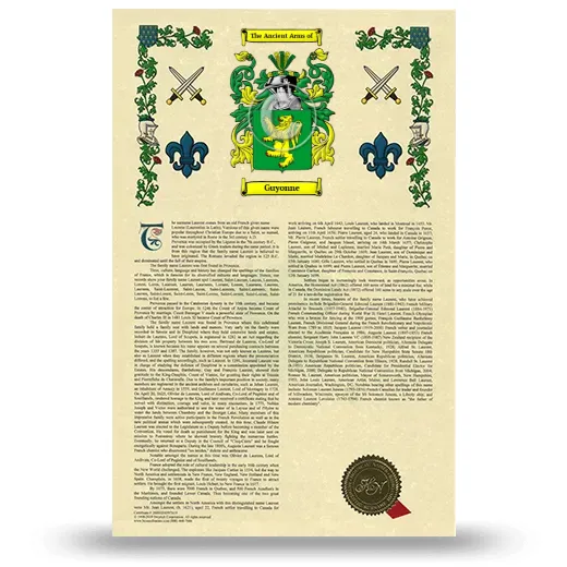 Guyonne Armorial History with Coat of Arms