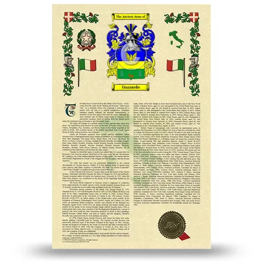 Guzzardo Armorial History with Coat of Arms