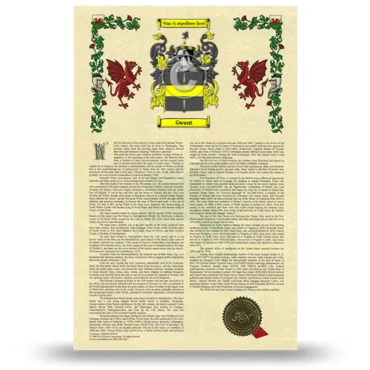 Gwant Armorial History with Coat of Arms