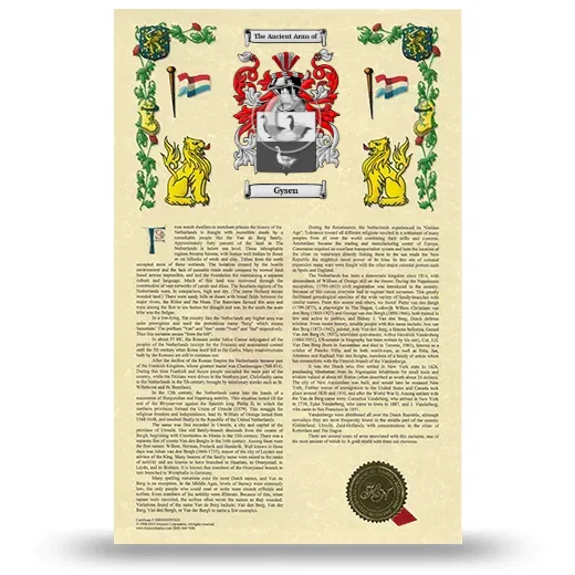 Gysen Armorial History with Coat of Arms