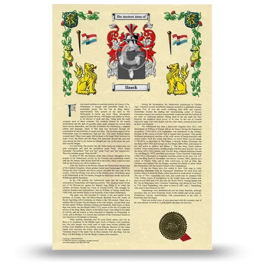 Haack Armorial History with Coat of Arms