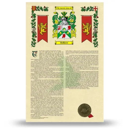 Halfacre Armorial History with Coat of Arms