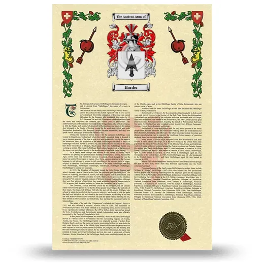 Harder Armorial History with Coat of Arms