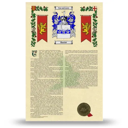 Harriet Armorial History with Coat of Arms
