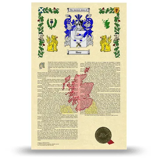 Hasy Armorial History with Coat of Arms