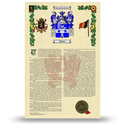 Hatzer Armorial History with Coat of Arms
