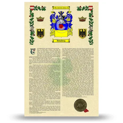 Heimberg Armorial History with Coat of Arms