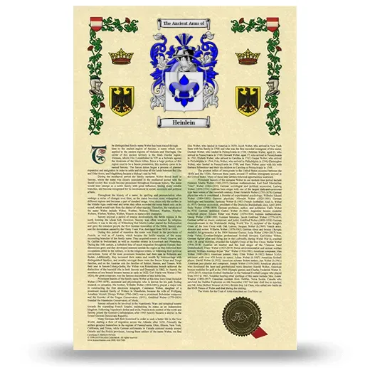 Heinlein Armorial History with Coat of Arms