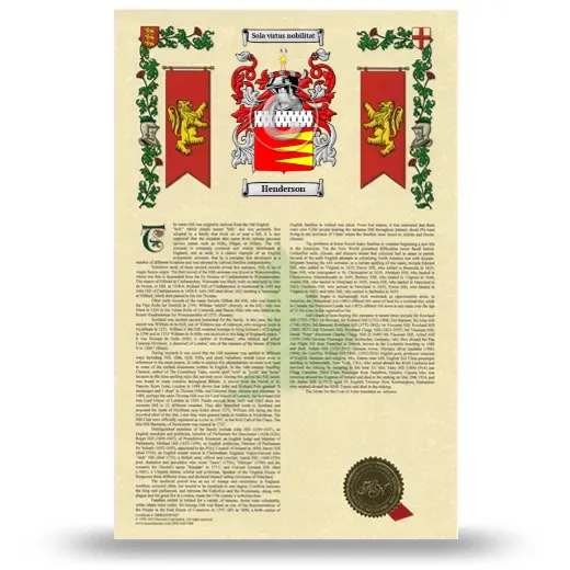 Henderson Armorial History with Coat of Arms
