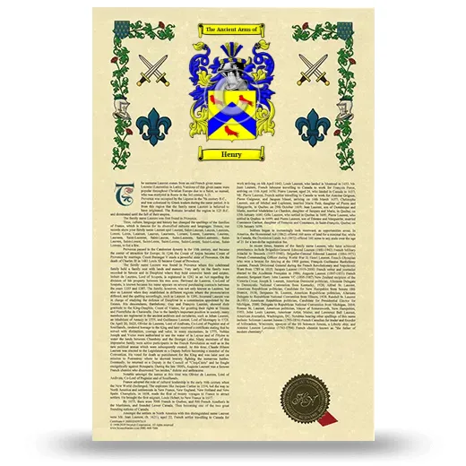 Henry Armorial History with Coat of Arms