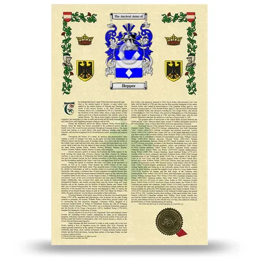 Hepper Armorial History with Coat of Arms