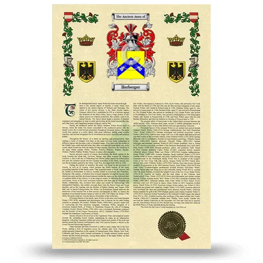 Herberger Armorial History with Coat of Arms