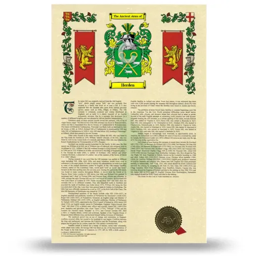 Herden Armorial History with Coat of Arms