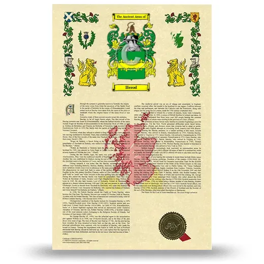 Herod Armorial History with Coat of Arms
