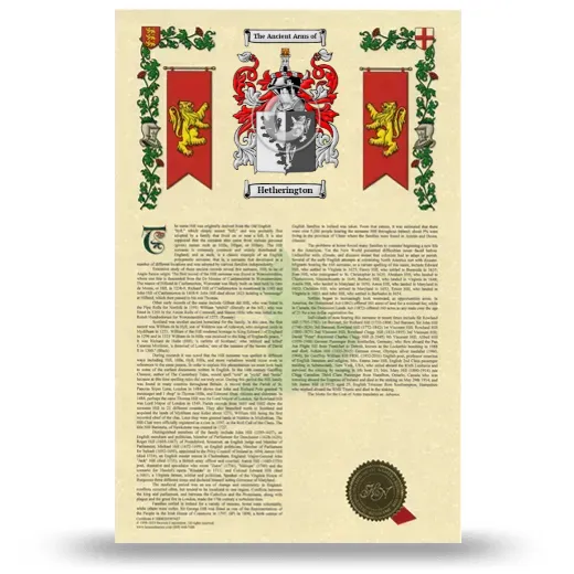 Hetherington Armorial History with Coat of Arms