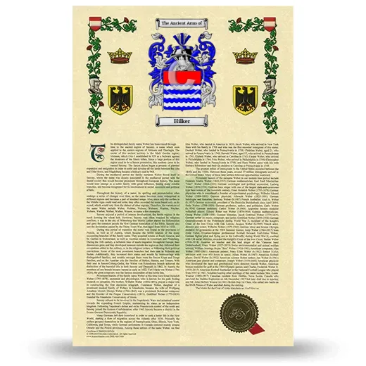 Hilker Armorial History with Coat of Arms