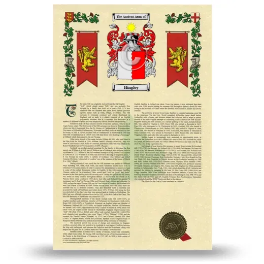 Hingley Armorial History with Coat of Arms