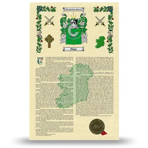 Hingy Armorial History with Coat of Arms