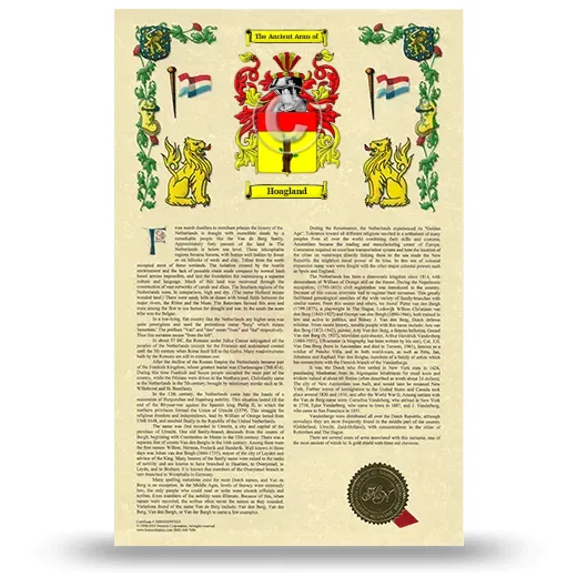 Hoagland Armorial History with Coat of Arms