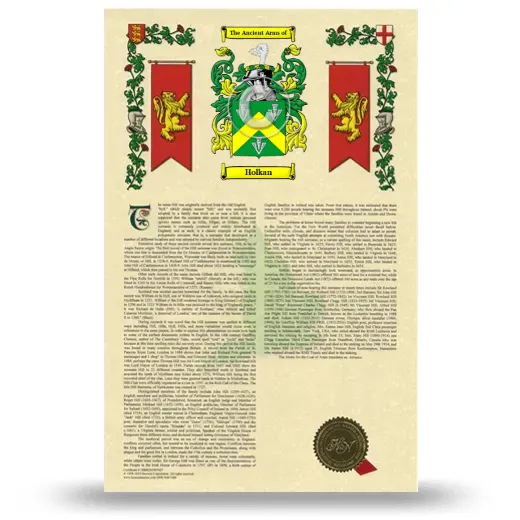 Holkan Armorial History with Coat of Arms
