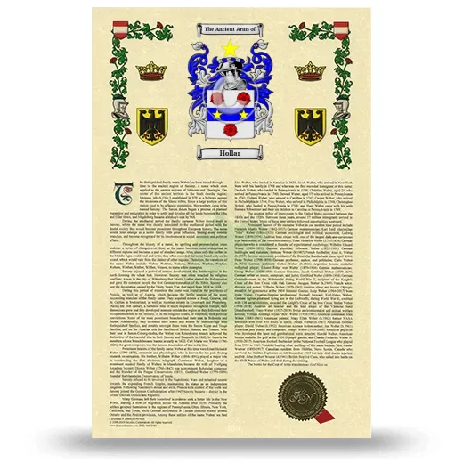 Hollar Armorial History with Coat of Arms