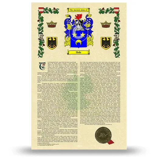 Holz Armorial History with Coat of Arms