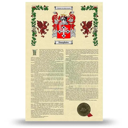 Humphries Armorial History with Coat of Arms