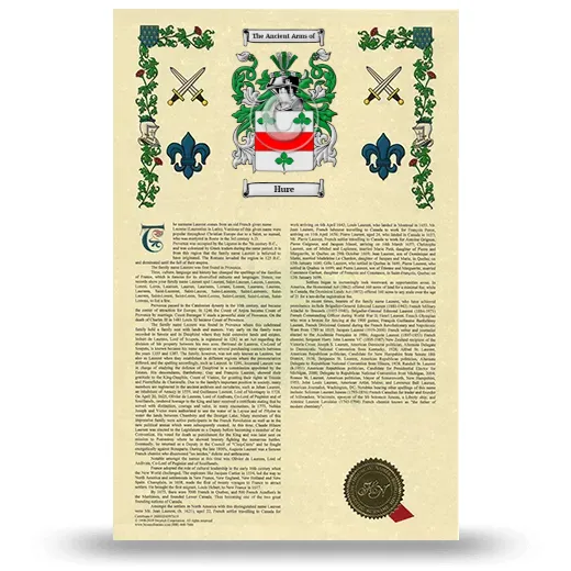 Hure Armorial History with Coat of Arms