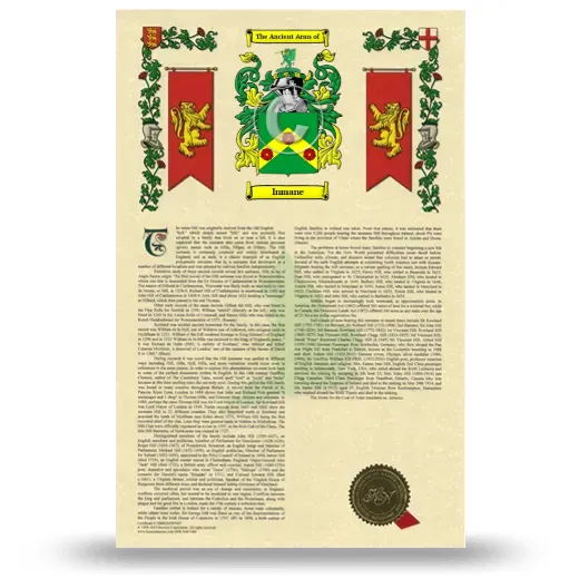 Inmane Armorial History with Coat of Arms
