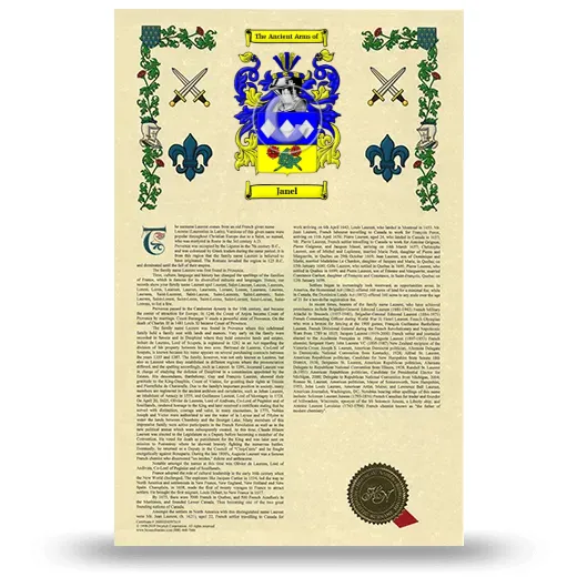 Janel Armorial History with Coat of Arms