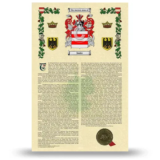 Jantz Armorial History with Coat of Arms