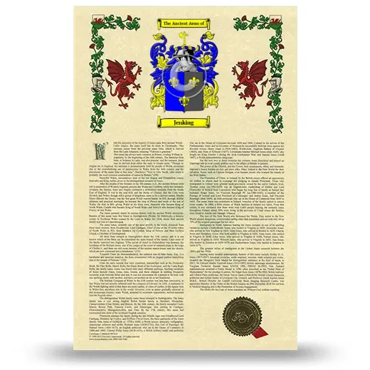 Jenking Armorial History with Coat of Arms