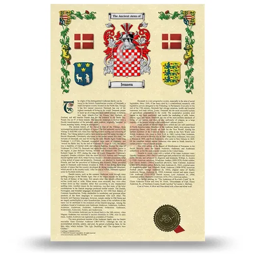 Jensen Armorial History with Coat of Arms