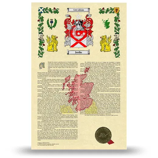Jerdin Armorial History with Coat of Arms