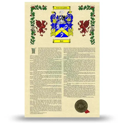 Jest Armorial History with Coat of Arms