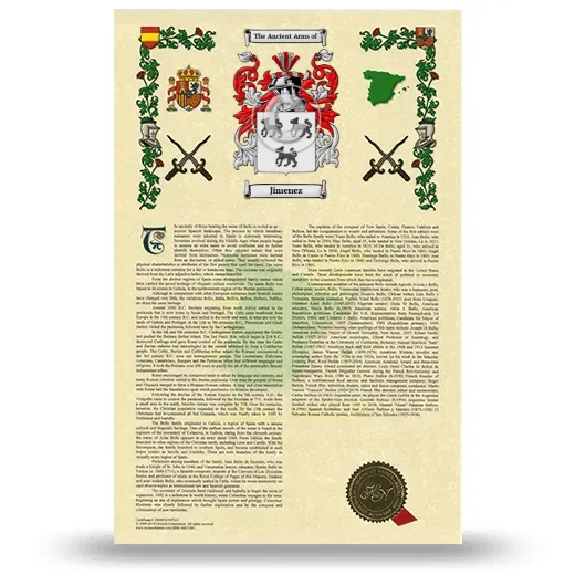 Jimenez Armorial History with Coat of Arms