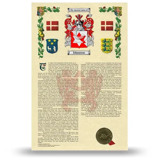 Johansson Armorial History with Coat of Arms
