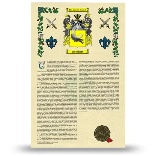 Josephine Armorial History with Coat of Arms