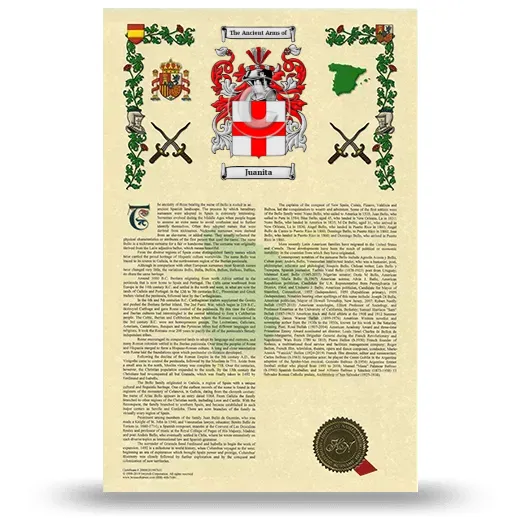Juanita Armorial History with Coat of Arms