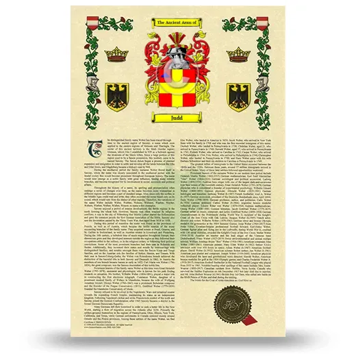 Judd Armorial History with Coat of Arms