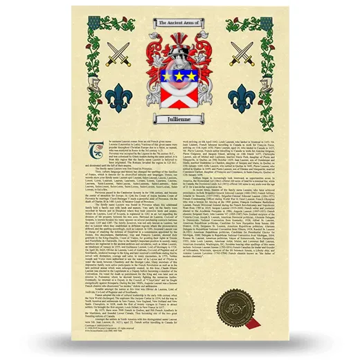 Jullienne Armorial History with Coat of Arms