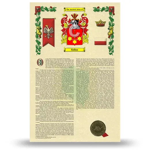 Kalina Armorial History with Coat of Arms