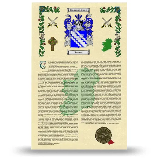 Kaness Armorial History with Coat of Arms