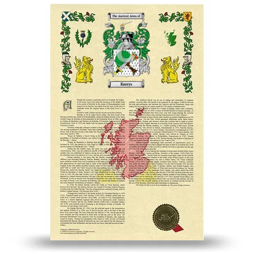 Karrys Armorial History with Coat of Arms