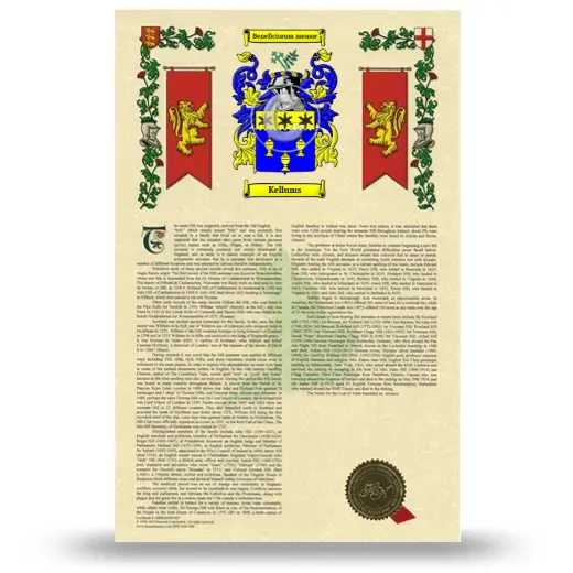 Kellums Armorial History with Coat of Arms