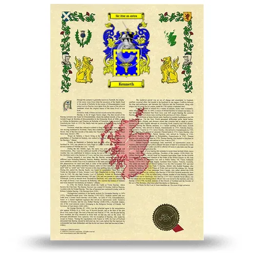 Kenneth Armorial History with Coat of Arms