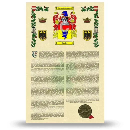 Kesler Armorial History with Coat of Arms