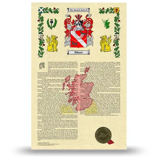 Kilman Armorial History with Coat of Arms