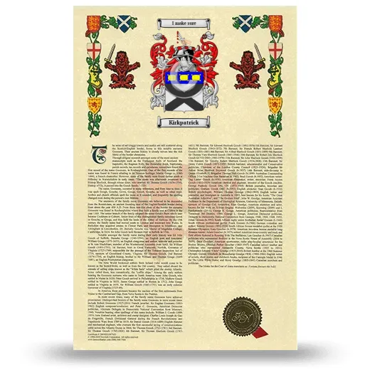 Kirkpatrick Armorial History with Coat of Arms