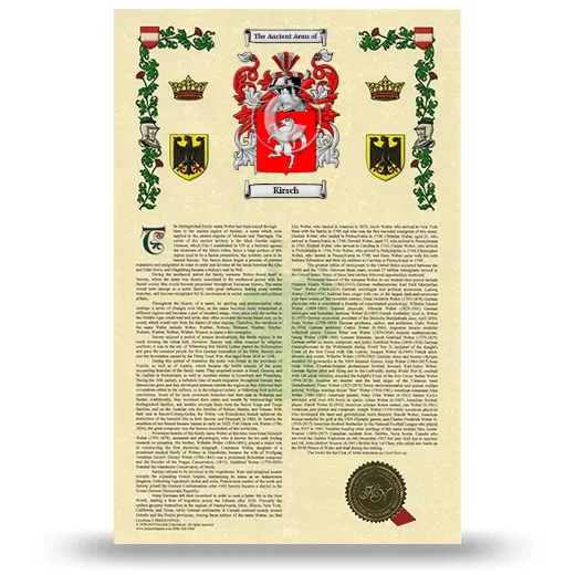 Kirsch Armorial History with Coat of Arms